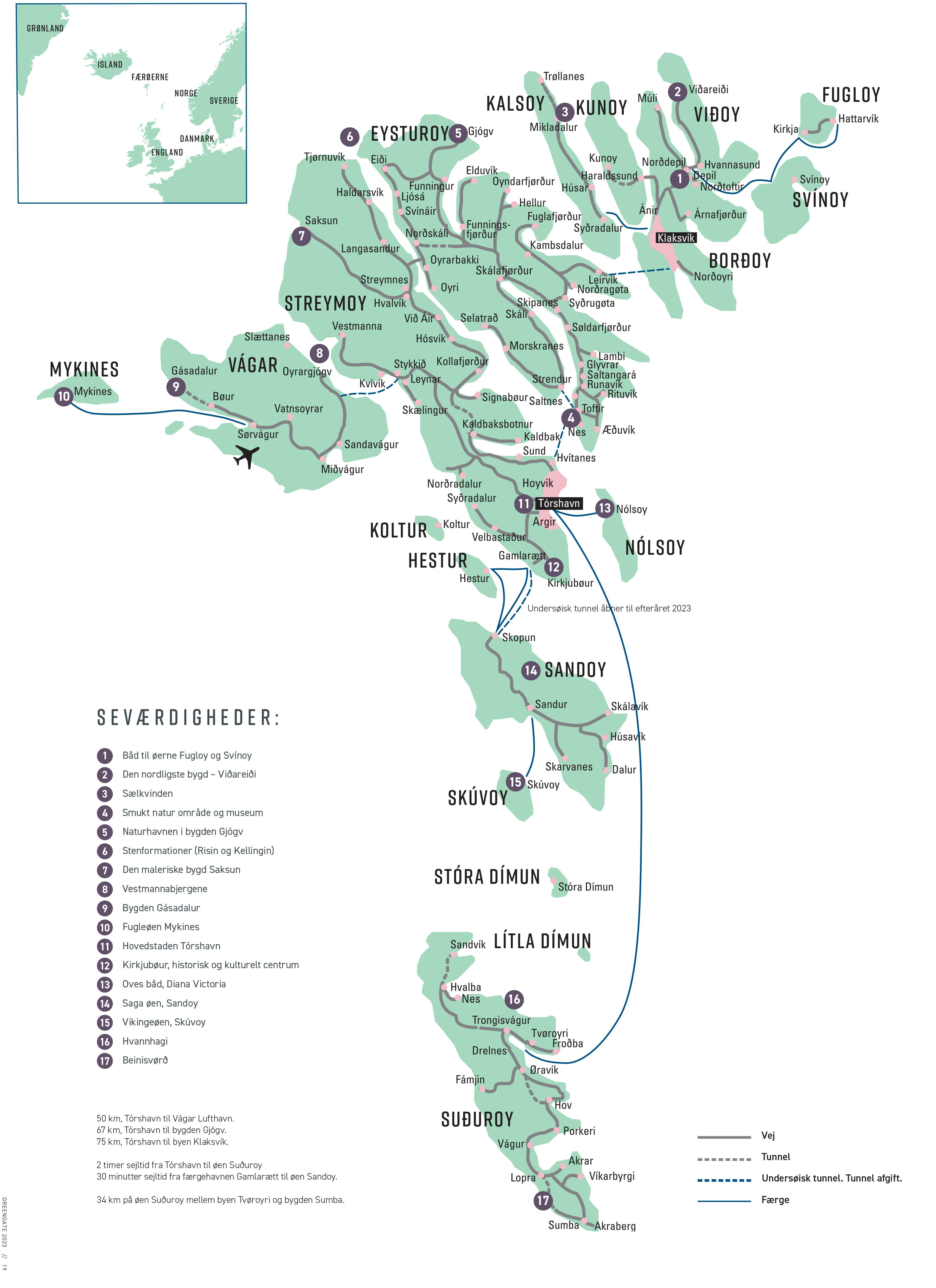 Rejse til Færøerne | Rejser Færøerne | Kort over - GreenGate